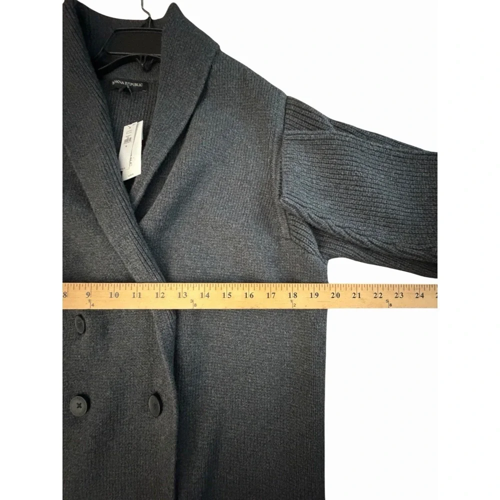 Banana Republic Sweater Blazer Mens Medium Gray Shawl Collar Double Breasted HR1